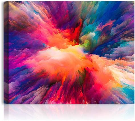Kunst Abstract Colourful Splash Painting Paint Wall Art Large Poster