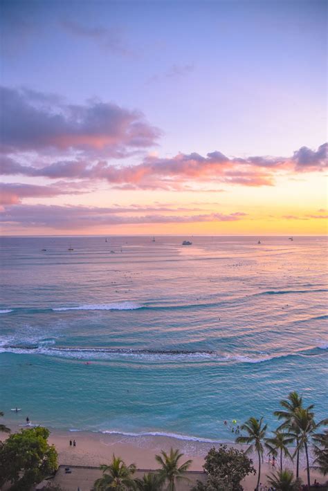 Sunset Waikiki By Katgaskin Salty Pineapple Beach Wallpaper Waikiki