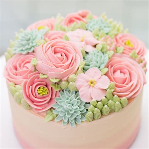Pastel Floral Buttercream Cake Buttercream Flowers So Delicate On A
