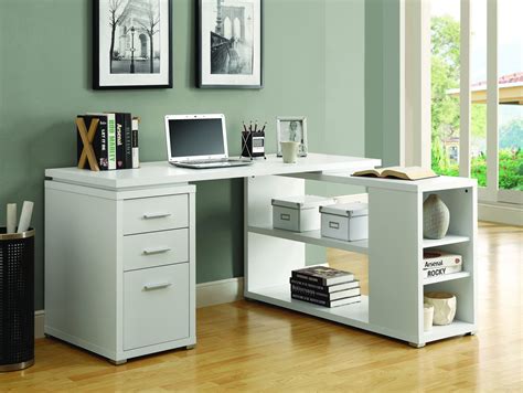 60 X 47 Modern White L Shaped Desk With File Drawer