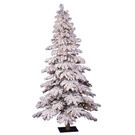 Vickerman Flocked Spruce Alpine 7 White Artificial Christmas Tree With
