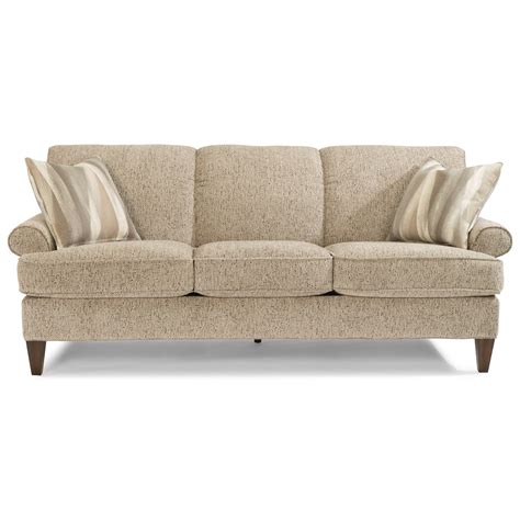 Flexsteel Venture Transitional Sofa With Rolled Arms And Tapered Legs