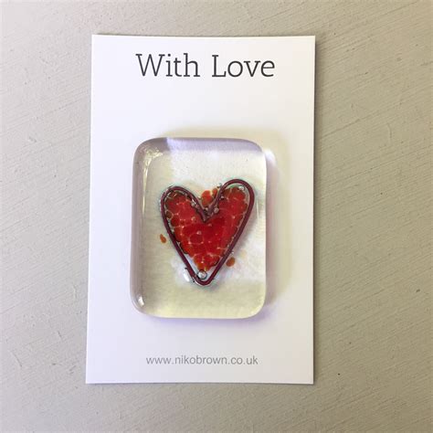 Fused Glass Heart Pocket Token Handmade In Cornwall By Niko Etsy Uk