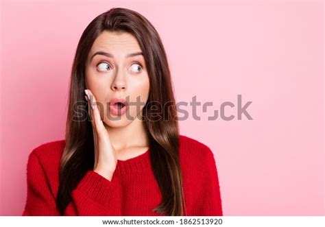 Photo Portrait Surprised Astonished Girl Looking Stock Photo 1862513920