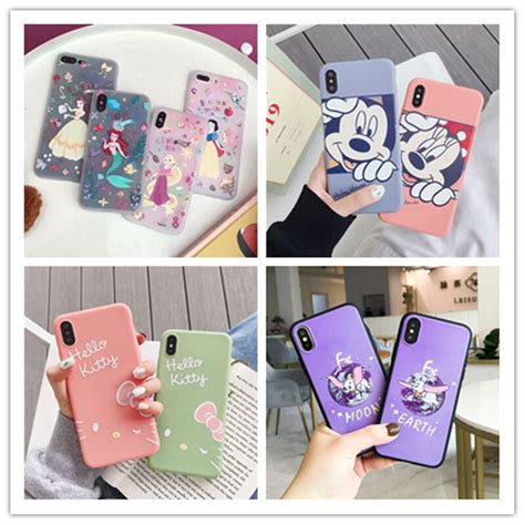 Cute Disneys Case Mickey Mouse Minnie Candy Pink Couple Phone Case For Iphone 7 6 S 8 Plus Case
