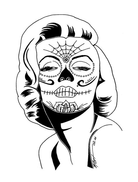 Girly Sugar Skull Coloring Page