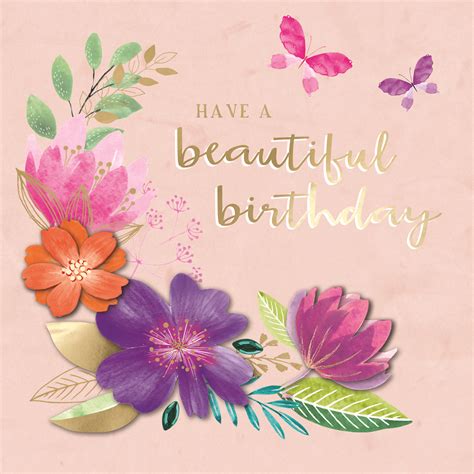 Beautiful Birthday Floral Embellished Birthday Greeting Card Cards