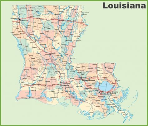Road Map Of Louisiana With Cities Printable Map Of Louisiana