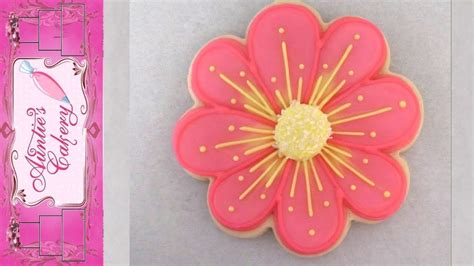 Pink Spring Flower Sugar Cookie With Royal Icing Youtube Flower