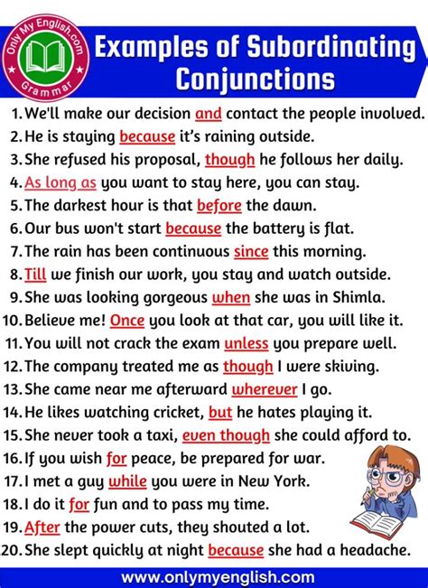 Examples Of Subordinating Conjunctions Onlymyenglish Com