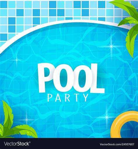 Summer Pool Party Poster Template Water And Palms Vector Image