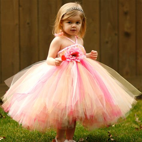 Lovely Girls Flower Tutu Dress Kids Fluffy Tulle Strap Dress Ball Gown