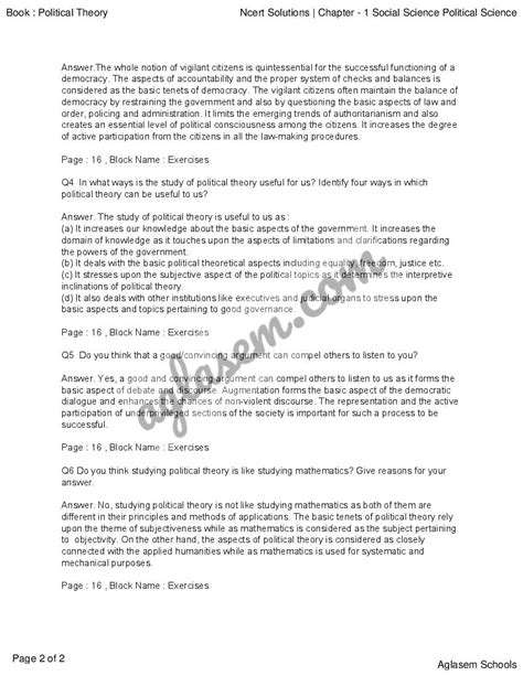 Ncert Solutions For Class 11 Political Science Chapter 1 Political