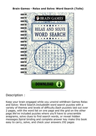 Ebook Download⚡ Brain Games Relax And Solve Word Search Toile