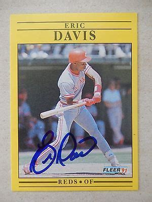 Eric keith davis (born may 29, 1962) is an american former center fielder for several major league baseball (mlb) teams, most notably the cincinnati reds, to which he owes his nickname eric the red. Eric Davis Autographed 1991 Fleer Baseball Card | Sports ...