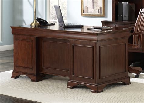 Designed for simple, sleek style, the desk features a wide. Louis Jr Executive Home Office Desk in Deep Cherry Finish ...