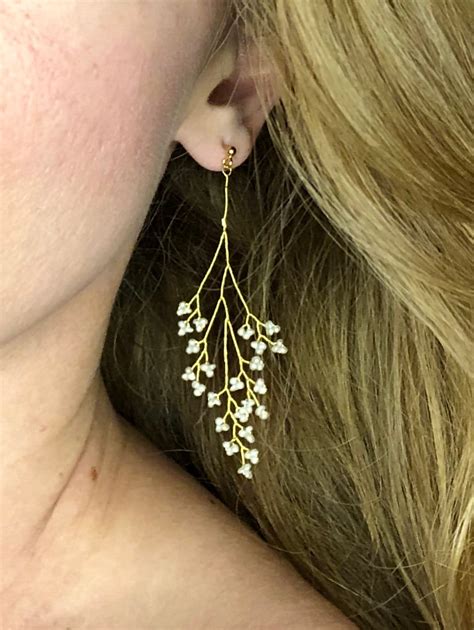 Bridal Gold Plated Seed Pearl Earrings Etsy UK