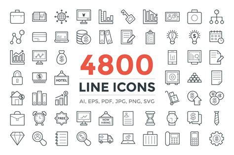4800 Line Icons Pack Outline Icons ~ Creative Market