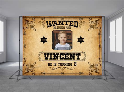 Kids Wanted Poster Birthday Backdrop Western Cowboy Etsy