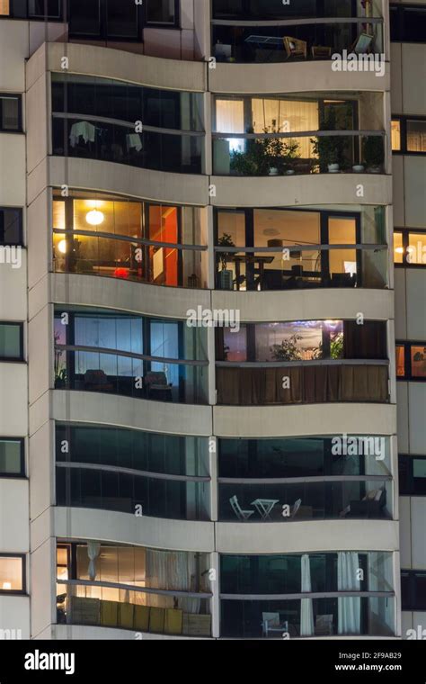 Vienna Apartment Building Lit Apartments Night Loggias Highrise