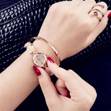 2017 luxury women rose gold watches women crystal bracelet watch business quartz wristwatches