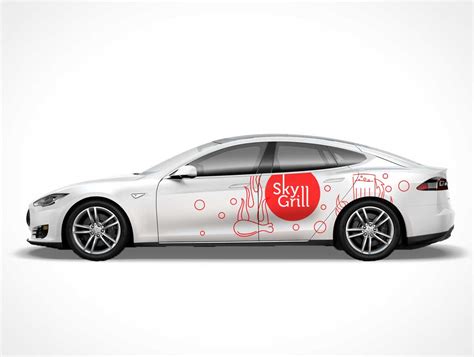 Tesla S Car Branding Psd Mockup Psd Mockups