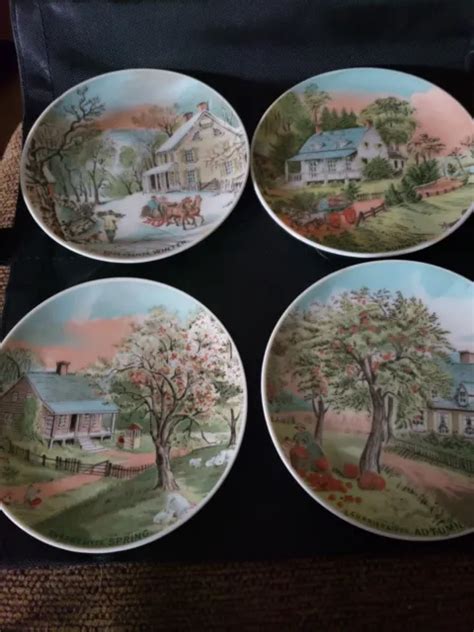 Vintage Currier And Ives All Four Seasons On Plates 65 Complete Set