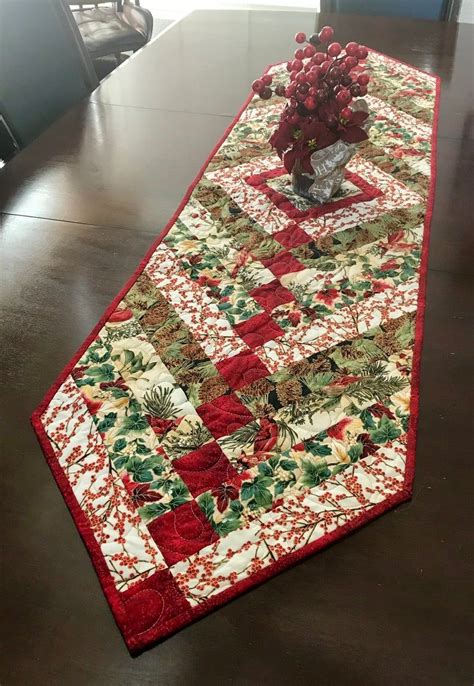 French Braid Xmas Holiday Quilted Table Runner Etsy Quilted Table