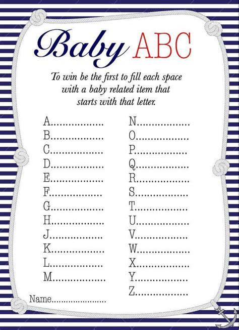 Baby Shower Game Free Printable