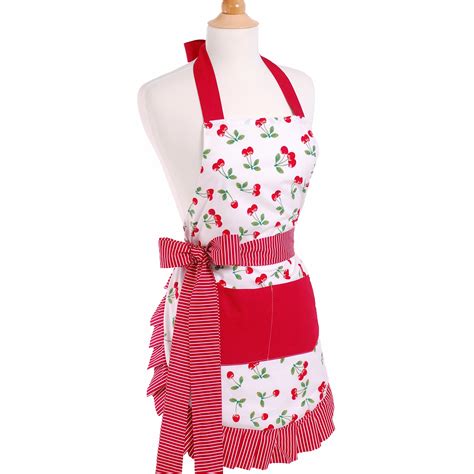 flirty aprons women s apron in very cherry and reviews wayfair