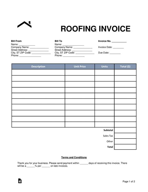 Get Our Sample Of Roofing Work Order Template Invoice Template Word