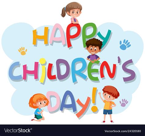 Happy Children Day Logo Royalty Free Vector Image