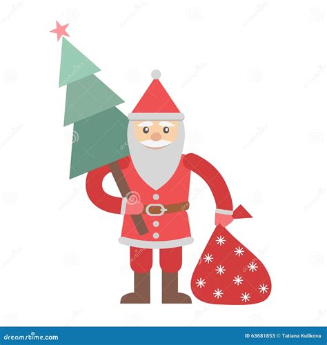 Illustration Of Santa Claus With Sack Full Ts On White Background