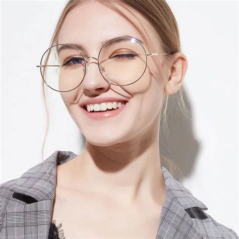 Buy Women Metal Sunglass Eyewear Accessories Oversized Frames Round Frame Clear