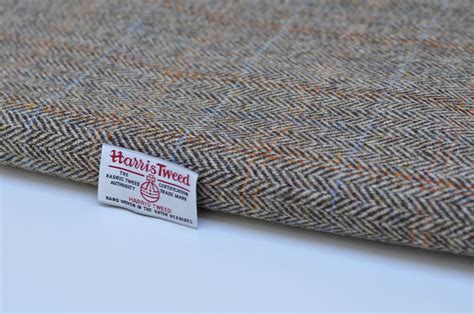 Harris Tweed Fabric Brownbeige Herringbone Overcheck