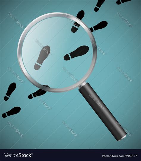 Magnifying Glass And Footprints Royalty Free Vector Image