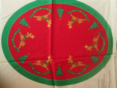 Vintage Rocking Reindeer Christmas Tree Placemat Fabric Panel Vip Cranston Holiday Quilt Crafts