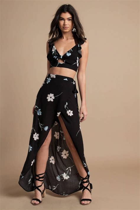 Tobi Maxi Skirts Womens Becca Black Multi Floral Wrap Maxi Skirt