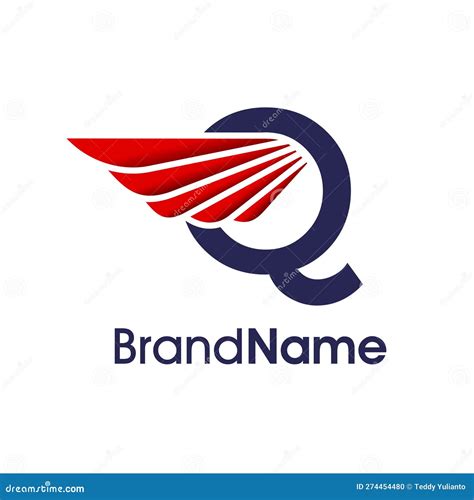 Modern Logo Design Initial Q Red Wing Stock Vector Illustration Of