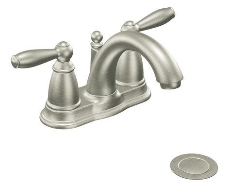 What's the difference between brushed and polished nickel? Moen 6610BN Brantford Two-Handle Low Arc Bathroom Faucet ...