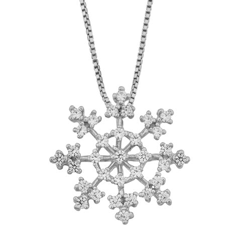 Fremada Rhodium Plated Sterling Silver Cubic Zirconia Snowflake Pendant