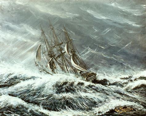 Square Rigged Sailing Ship In A Storm Painting By Mackenzie Moulton