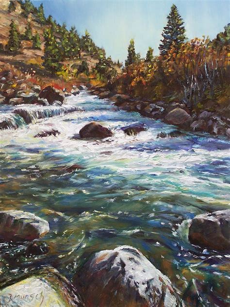 Donna Munsch Fine Art Original Oil Painting Rocky Stream