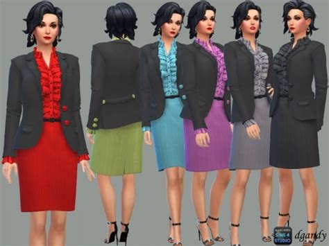 The Sims Resource Business Suit With Ruffles By Dgandy Sims 4 Downloads