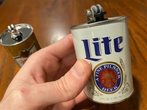 2 Vintage Miller Lite High Life Beer Tabletop Miniature Metal Can