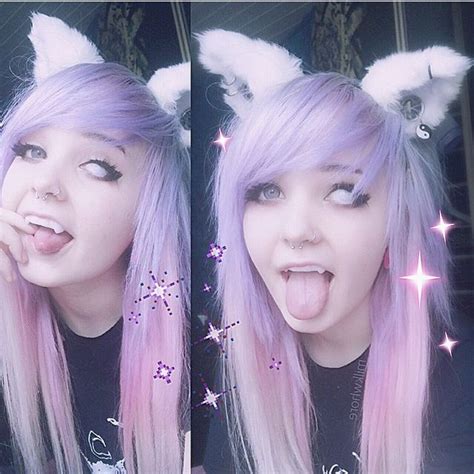 Milkwhore Instagram Neko Cat Kitty Ears Purpleandpink Hair Black