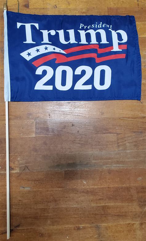 President Trump 2020 12x18 Flag With Stick Rough Tex® 68d Nylon