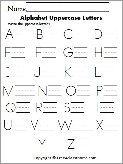Free Uppercase Letter Writing Worksheet Free4classrooms