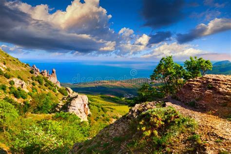 Colorful Summer Landscape In Crimea Stock Photo Image Of Cliff Color
