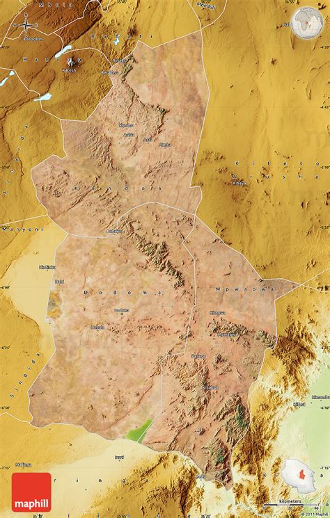 Satellite Map Of Dodoma Physical Outside